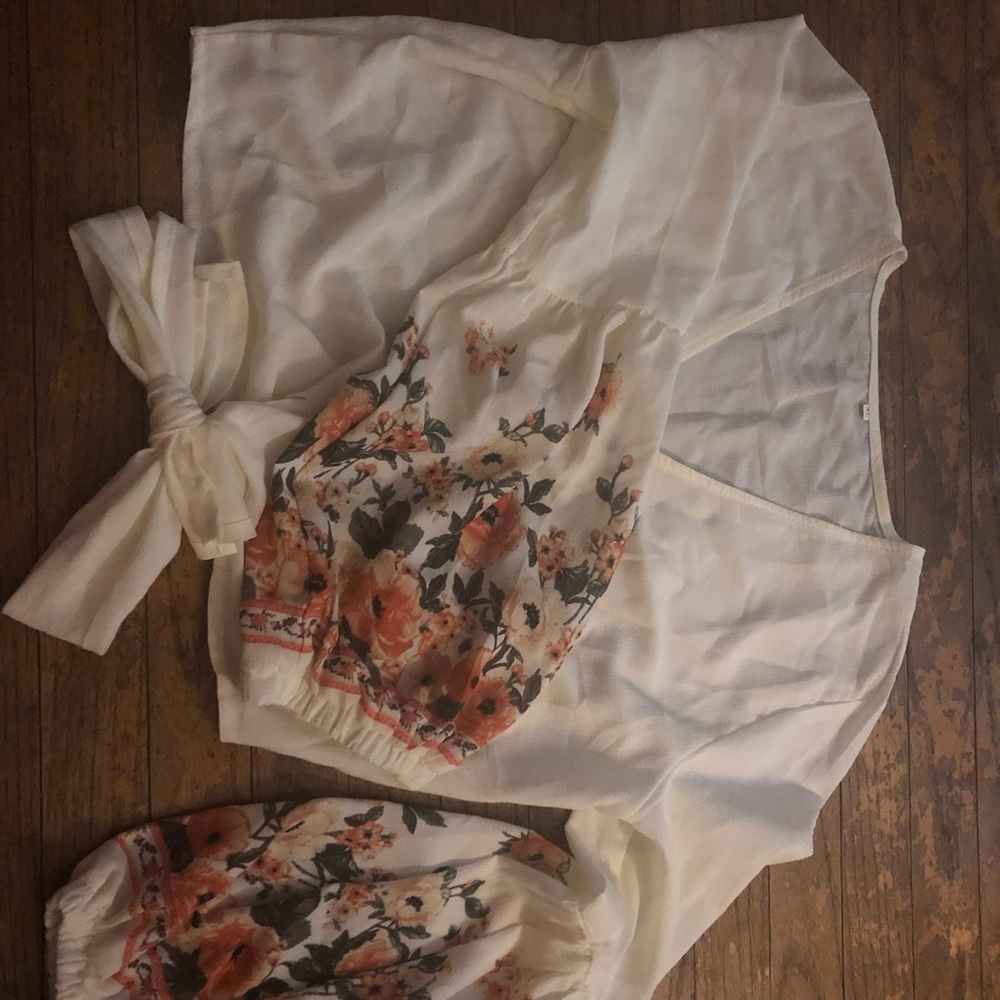 cropped long sleeved floral shirt from shein.